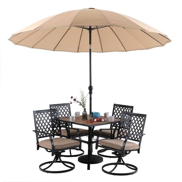 MFSTUDIO 6 Pieces Patio Dining Sets with 1 x 37"x 37" Square Table,1 x